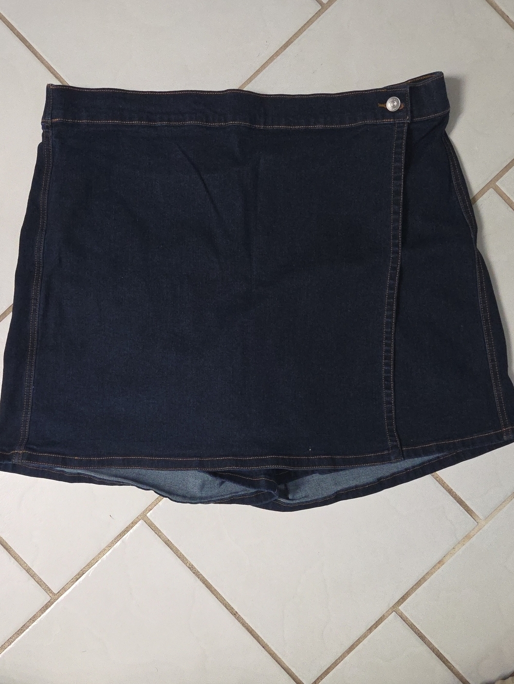 crown & ivy Dark Blue Denim Wrap Mini Skort